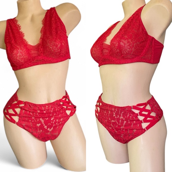Victoria secret dream Angel bra set New with tags Elegant Red Lace Lingerie Set - Picture 1 of 7